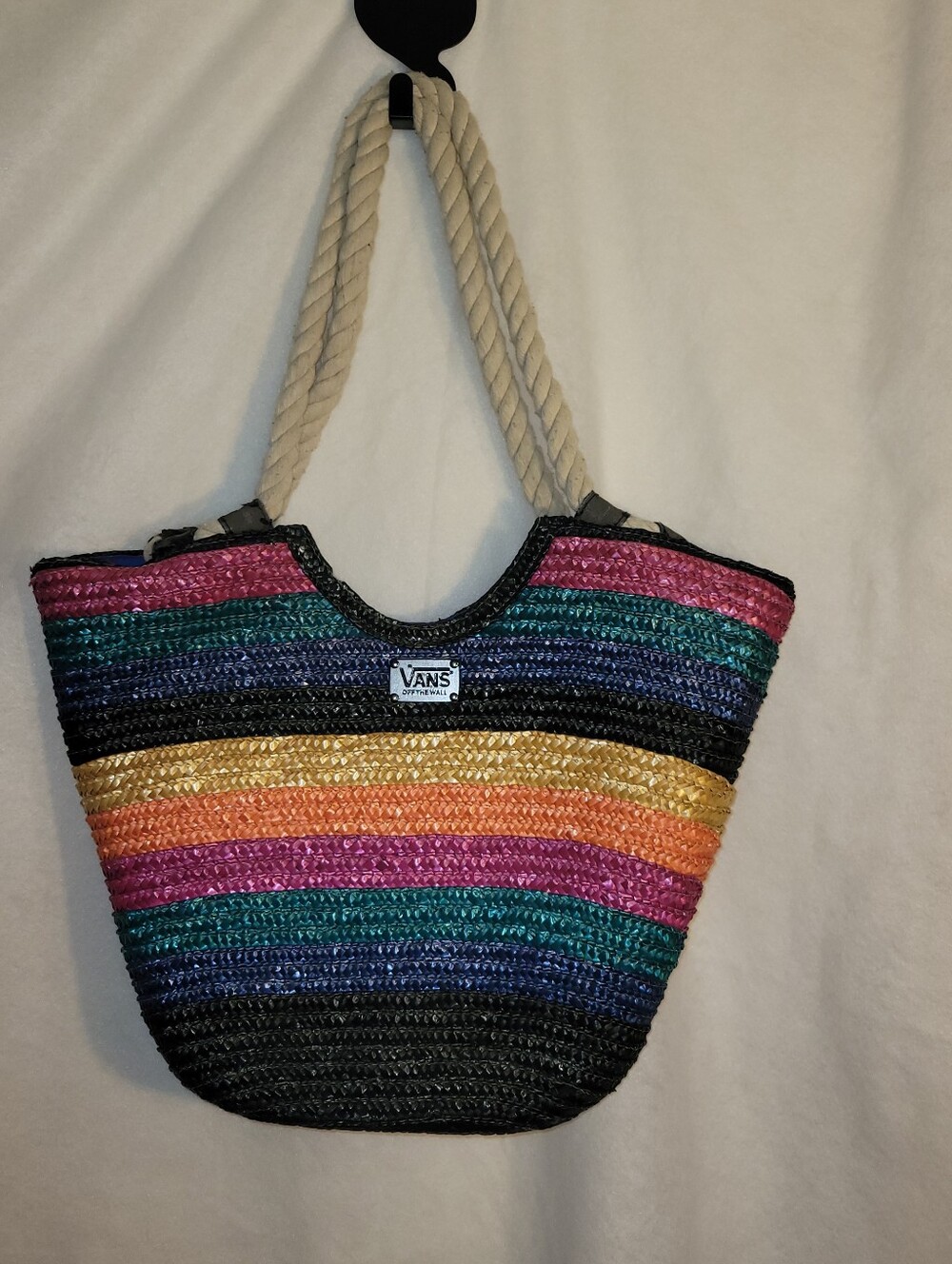 Vans "Off The Wall" Summer Rainbow Woven Tote Bag